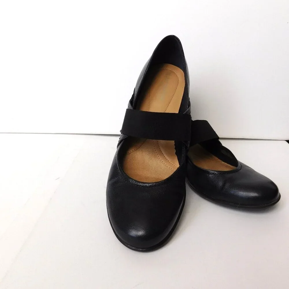 Naturalizer SZ 9 N   Dark Blue Mary Janes Ande   N5 Comfort Wedge  Elastic Strap - Picture 2 of 7